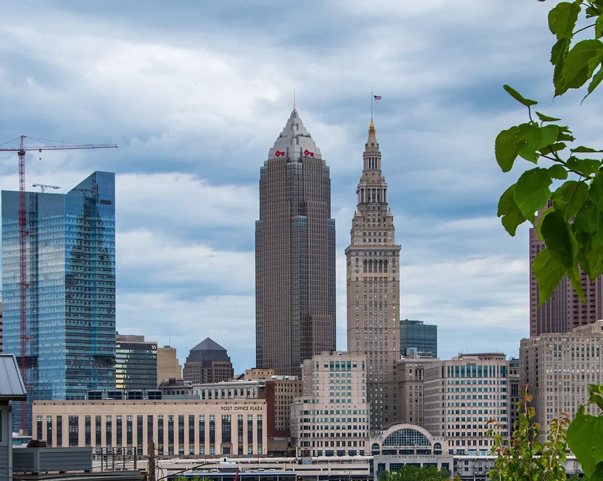 The Cleveland skyline with Key Tower and the historic Terminal Tower rising above downtown