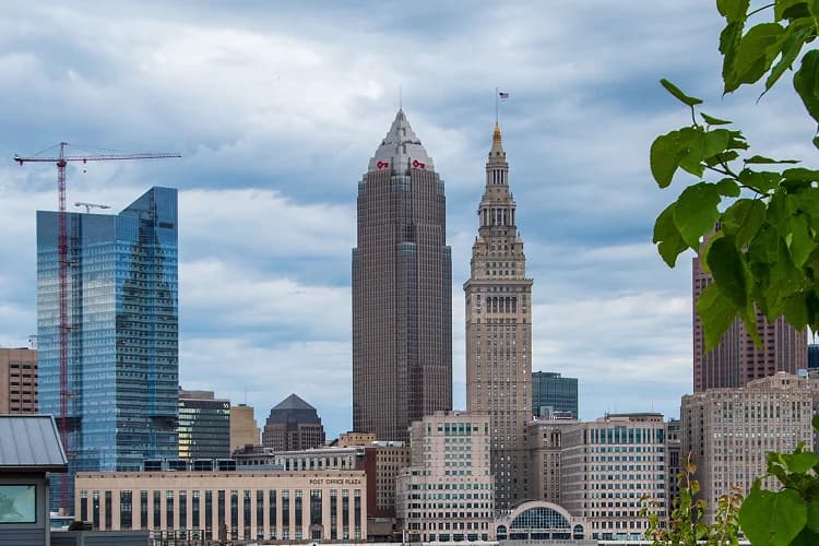 The Cleveland skyline with Key Tower and the historic Terminal Tower rising above downtown