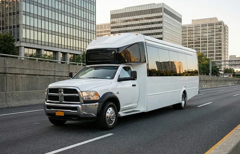 25 passenger white minibus charter rental highway.