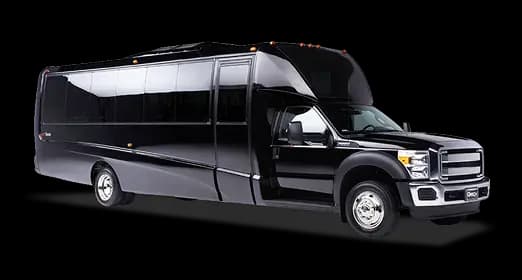 Black party bus on white background.