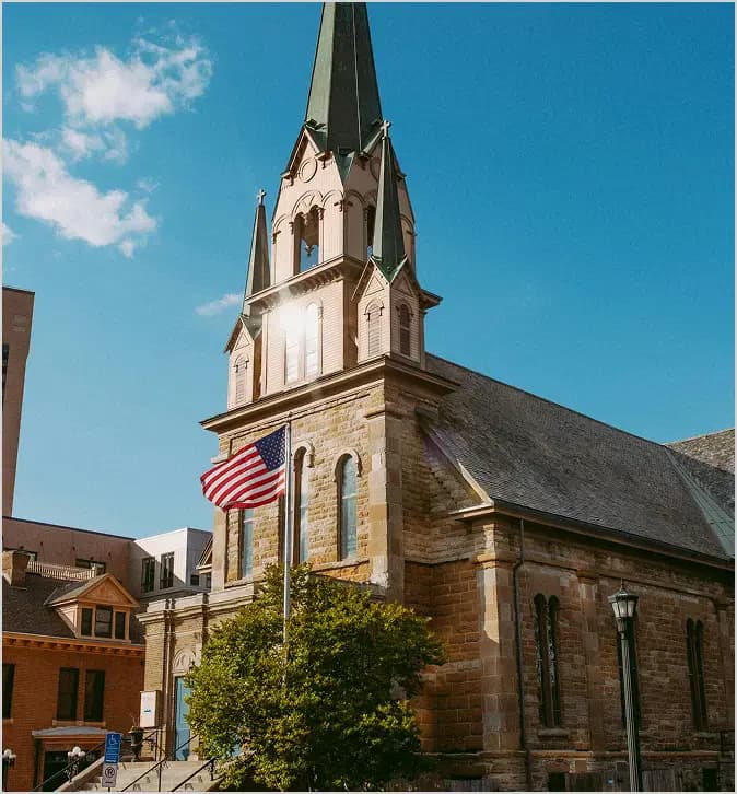 Church front exterior.