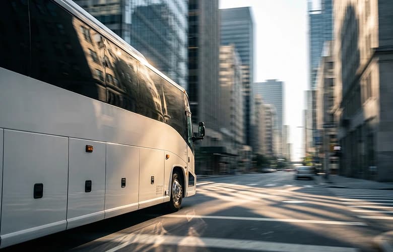 Passenger bus rental group travel.