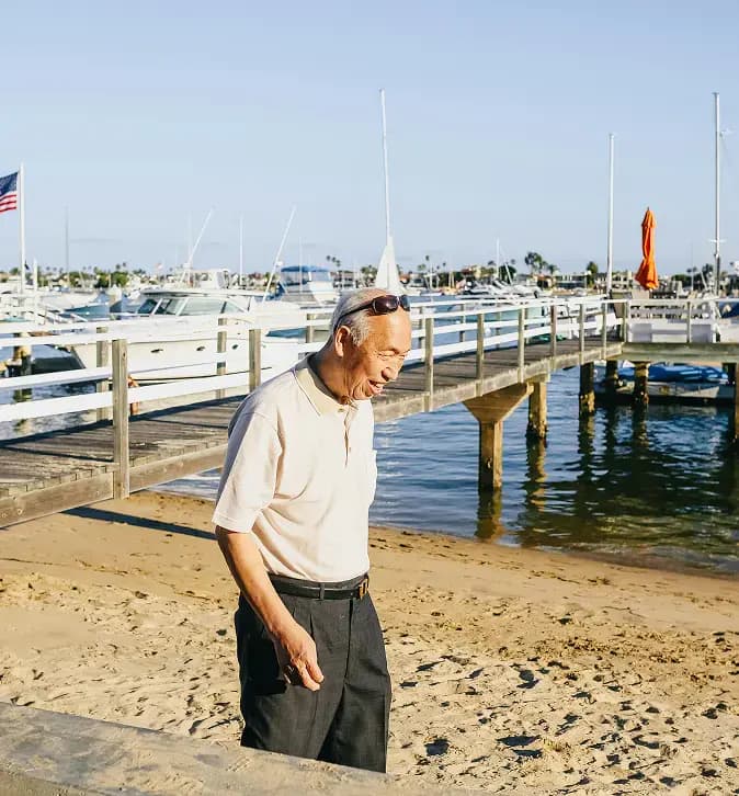 Senior man at marina.