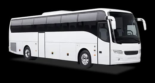 White mini coach on white background.