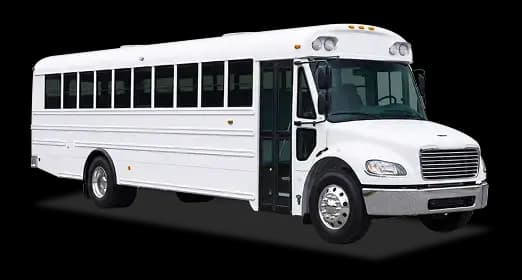 White school bus on white background.
