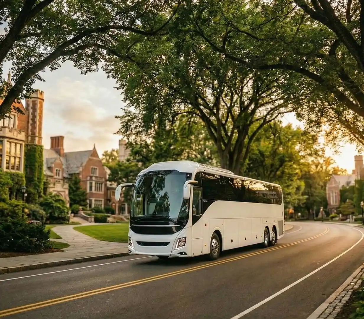 Coach at downtown intersection.