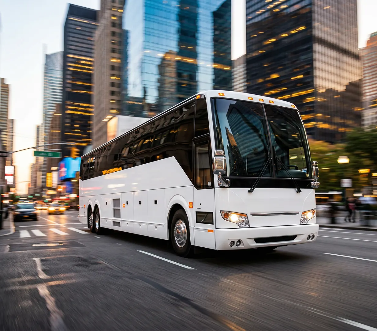 city road of white coaches.